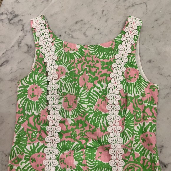 Like new! Lilly Pulitzer Liz Sunnyside Lions Print Green & Pink Shift Dr… - Picture 6 of 14